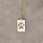 925 Sterling Silver Di̇kdörtgen Plaka Köpek Pati̇si̇