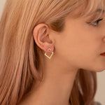 925 Sterling Silver Triangle Square Ear Jacket Necklace