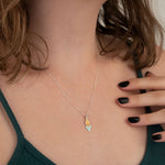 925 Sterling Silver Enamel Diamond And Triangle Necklace