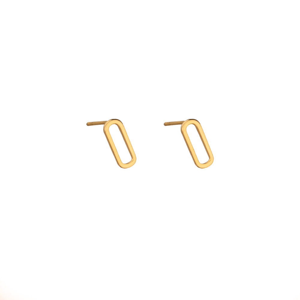 925 Sterling Silver 14K Solid Gold Geometric Vertical Rectangle Stud Earrings