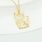 925 Sterling Silver Origami Cat Gold Necklace