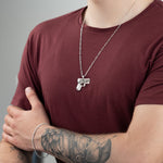 925 Sterling Silver Chain Link Gun Pistol Necklace