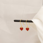 925 Sterling Silver Red Heart Earring 397