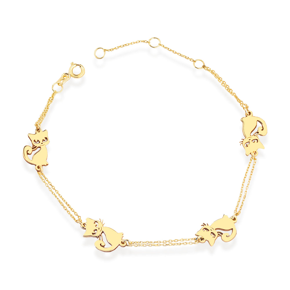 925 Sterling Silver 4 Cat Bracelet