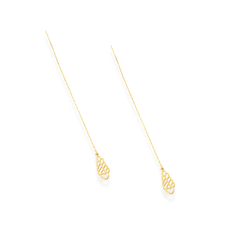 925 Sterling Silver Threader Heart With Wing Chain Earrings