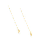 925 Sterling Silver Threader Heart With Wing Chain Earrings