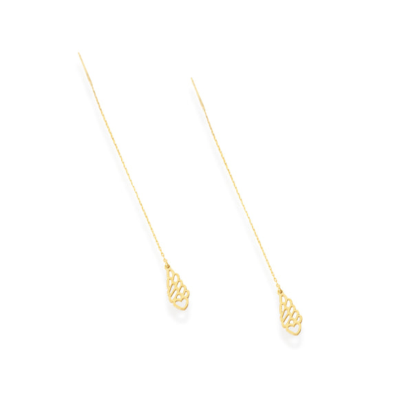 925 Sterling Silver Threader Heart With Wing Chain Earrings