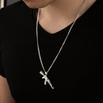 925 Sterling Silver Curb Chain Submachine Gun Necklace